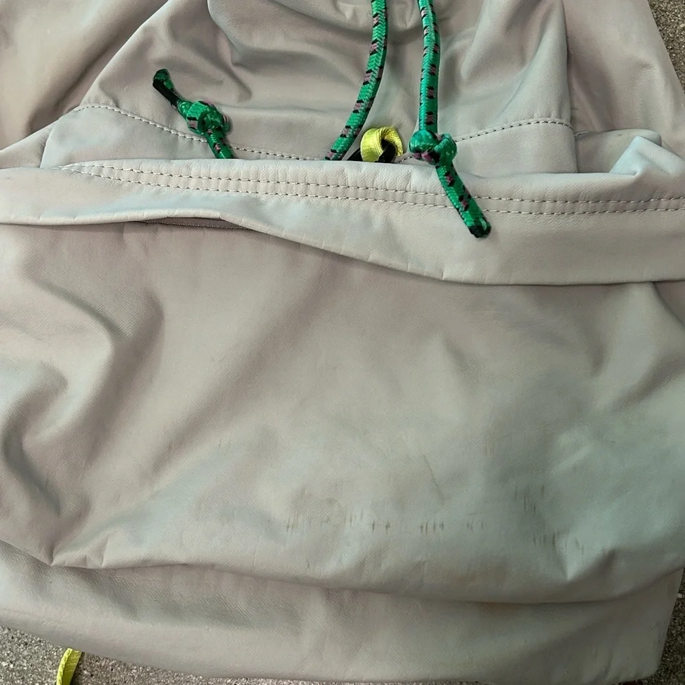 Urban Outfitters Light Gray Backpack with Neon Yellow Accents
